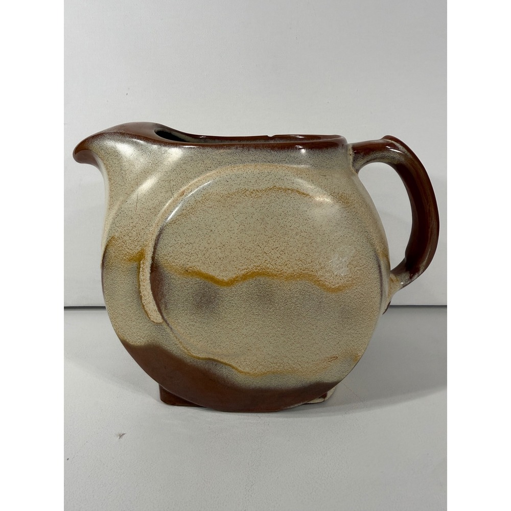 4D Frankoma Pottery Desert Gold Pitcher Art Deco Round MCM Has Chip